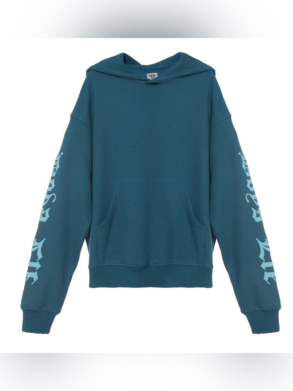 Boys Lie Teal Waffle-Knit Hoodie Read Receipts